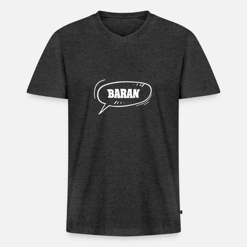 Baran - Männer Premium Bio T-Shirt mit V-Ausschnitt - Anthrazit meliert