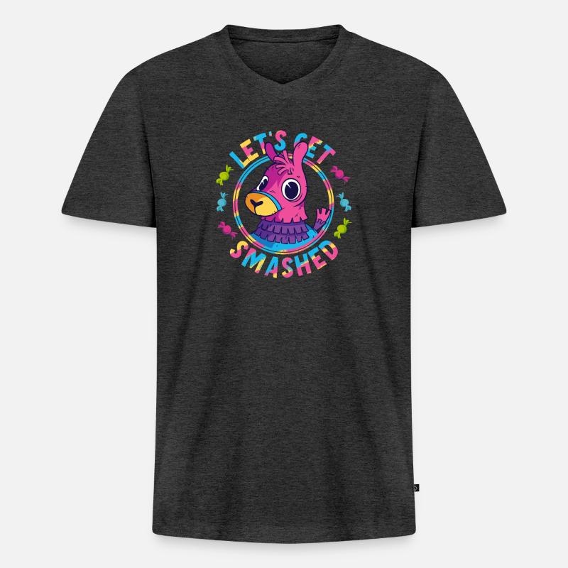 Let's Get Smashed Pinata - Männer Premium Bio T-Shirt mit V-Ausschnitt - Anthrazit meliert