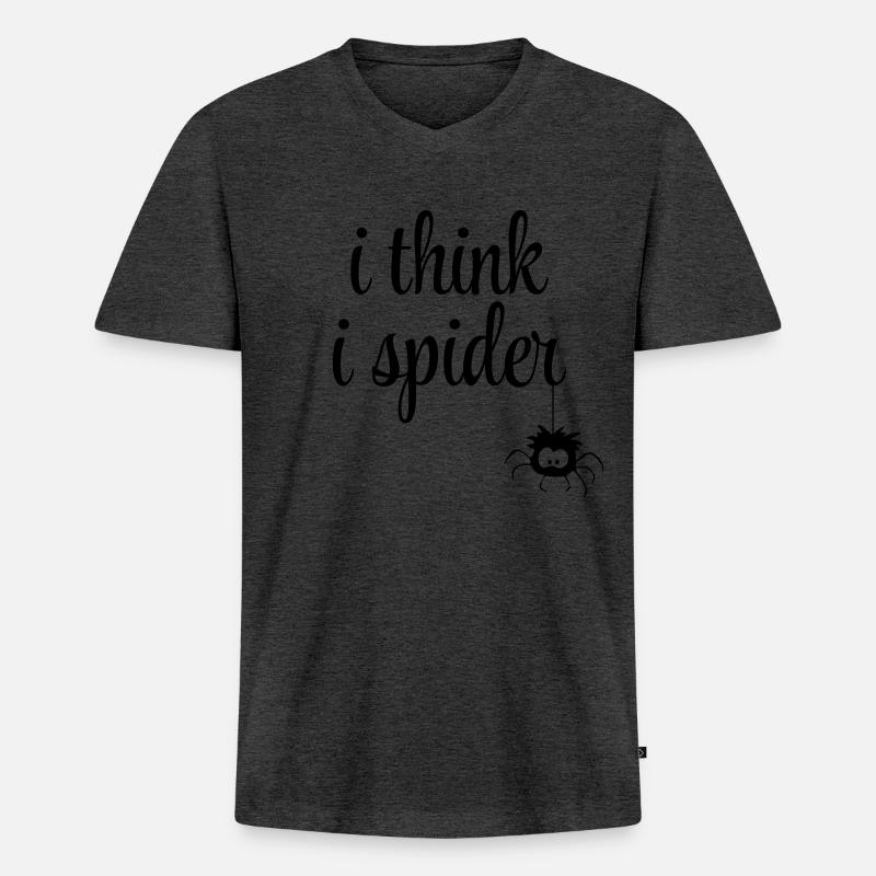 i think i spider - Männer Premium Bio T-Shirt mit V-Ausschnitt - Anthrazit meliert
