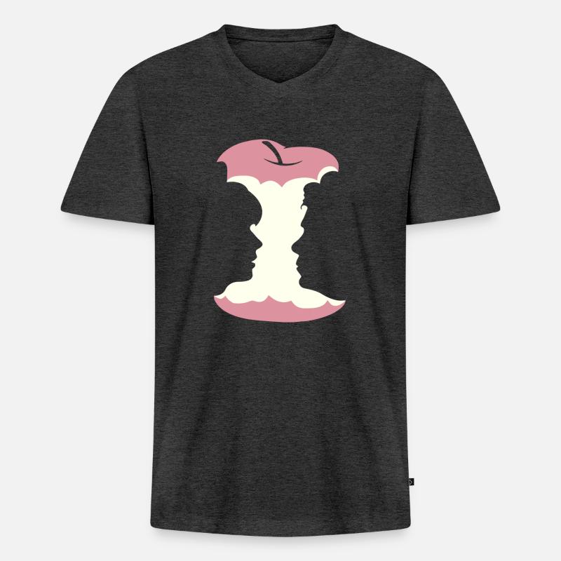 VexierBild (Apfel-Edition) - Männer Premium Bio T-Shirt mit V-Ausschnitt - Anthrazit meliert