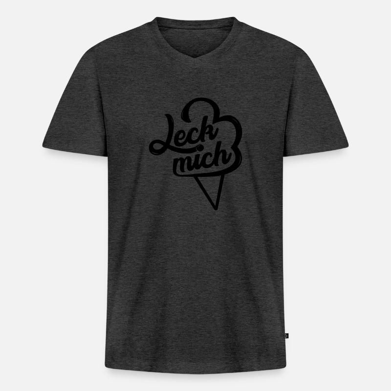 Leck mich am Eis - Männer Premium Bio T-Shirt mit V-Ausschnitt - Anthrazit meliert