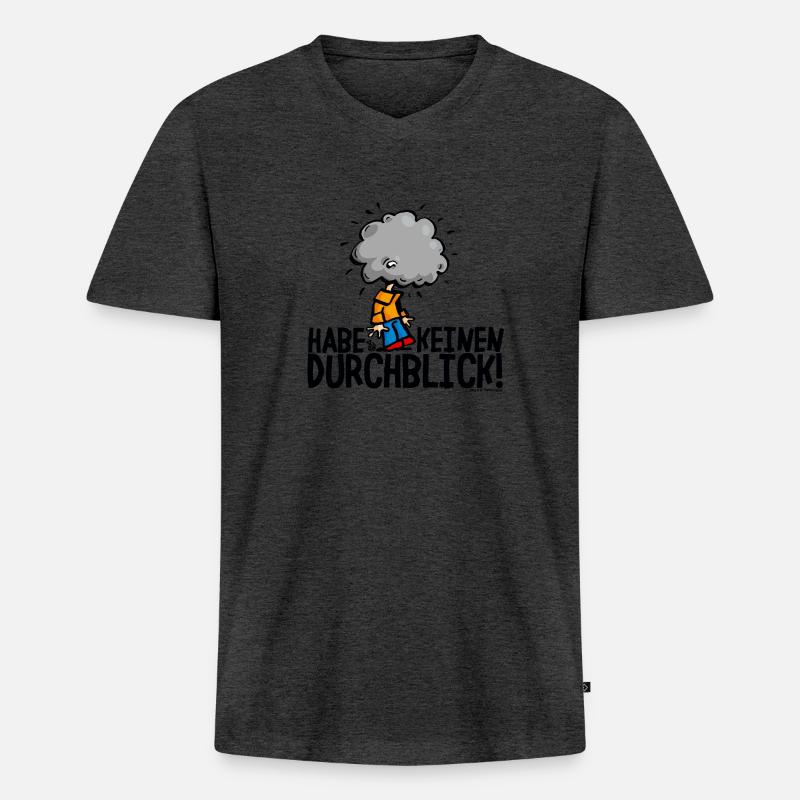 POPEL fehlt der Durchblick - Männer Premium Bio T-Shirt mit V-Ausschnitt - Anthrazit meliert