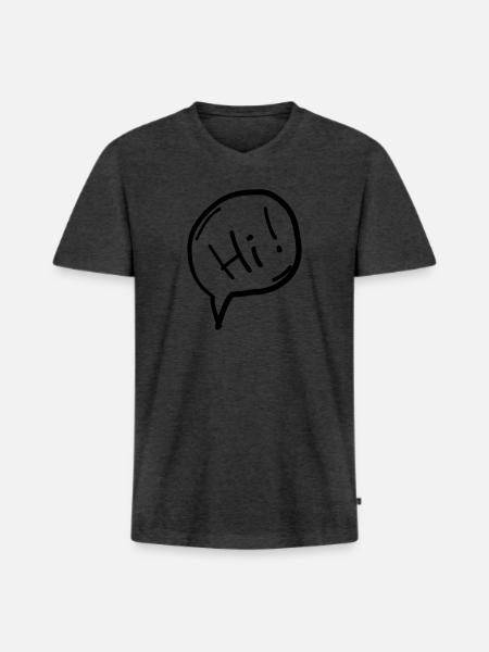 Hi - Männer Premium Bio T-Shirt mit V-Ausschnitt - Anthrazit meliert