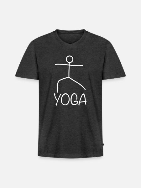 Yoga Exercise - Men's Premium Organic T-shirt with V-neck - heather anthracite