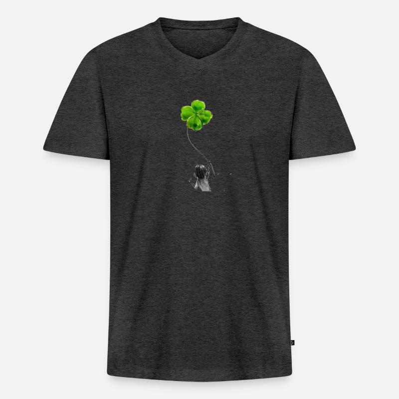 Klee Geschenkidee - Männer Premium Bio T-Shirt mit V-Ausschnitt - Anthrazit meliert