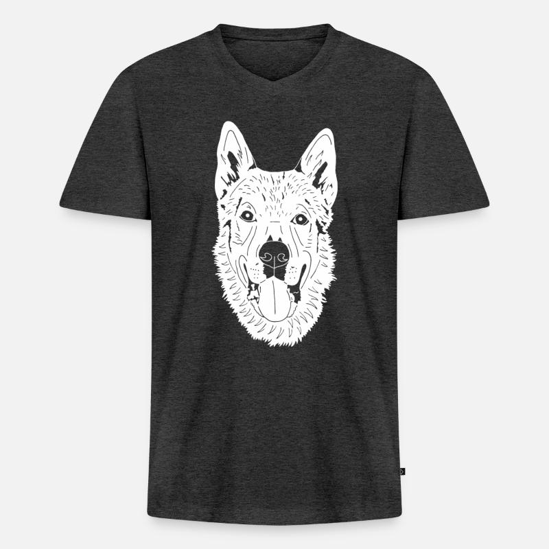 Tschechoslowakischer Wolfhund - Männer Premium Bio T-Shirt mit V-Ausschnitt - Anthrazit meliert