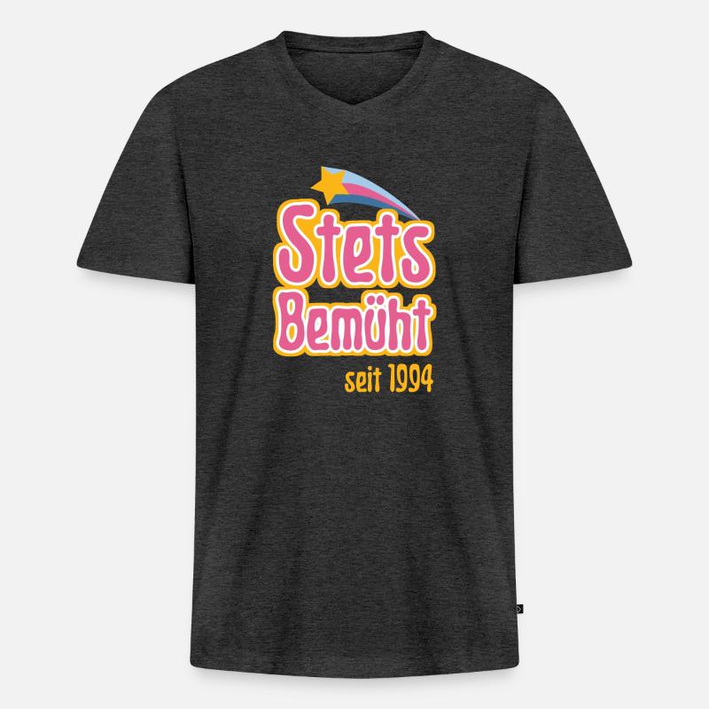 Stets Bemüht seit 1994 - Männer Premium Bio T-Shirt mit V-Ausschnitt - Anthrazit meliert