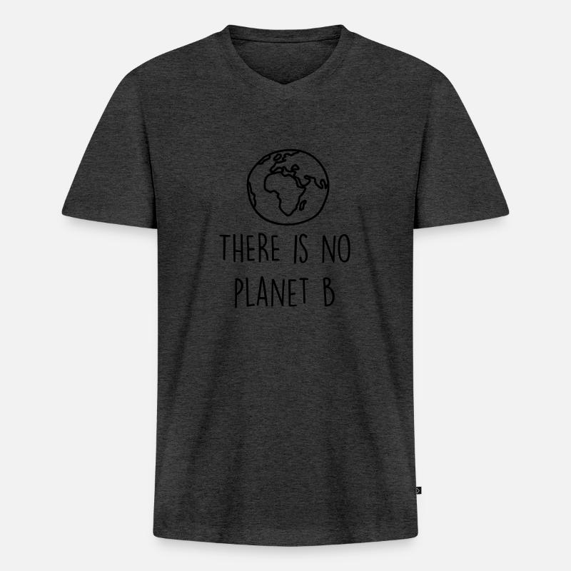 THERE IS NO PLANET B - Männer Premium Bio T-Shirt mit V-Ausschnitt - Anthrazit meliert