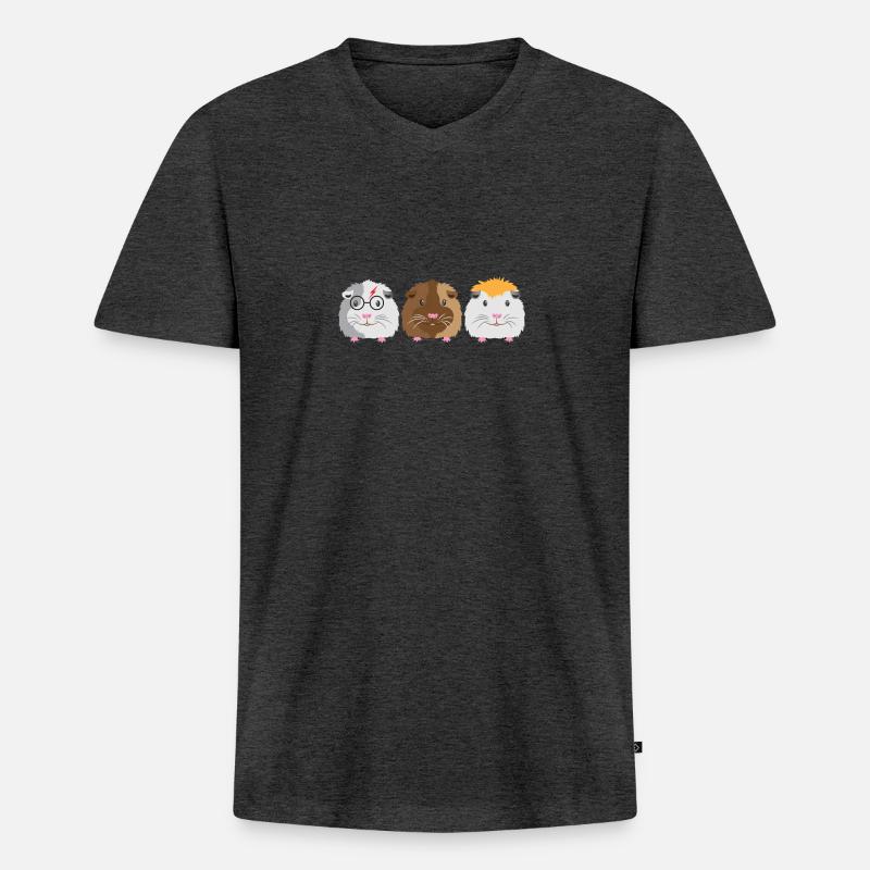 Trois petits cochons d'Inde - T-shirt encolure en V Premium bio Homme - anthracite chiné
