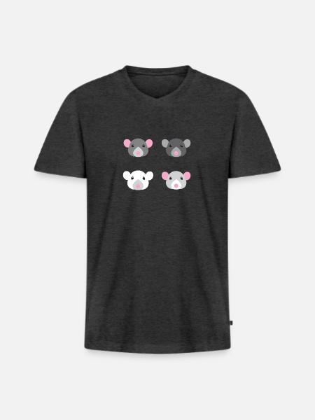 four mice rat faces - Men's Premium Organic T-shirt with V-neck - heather anthracite
