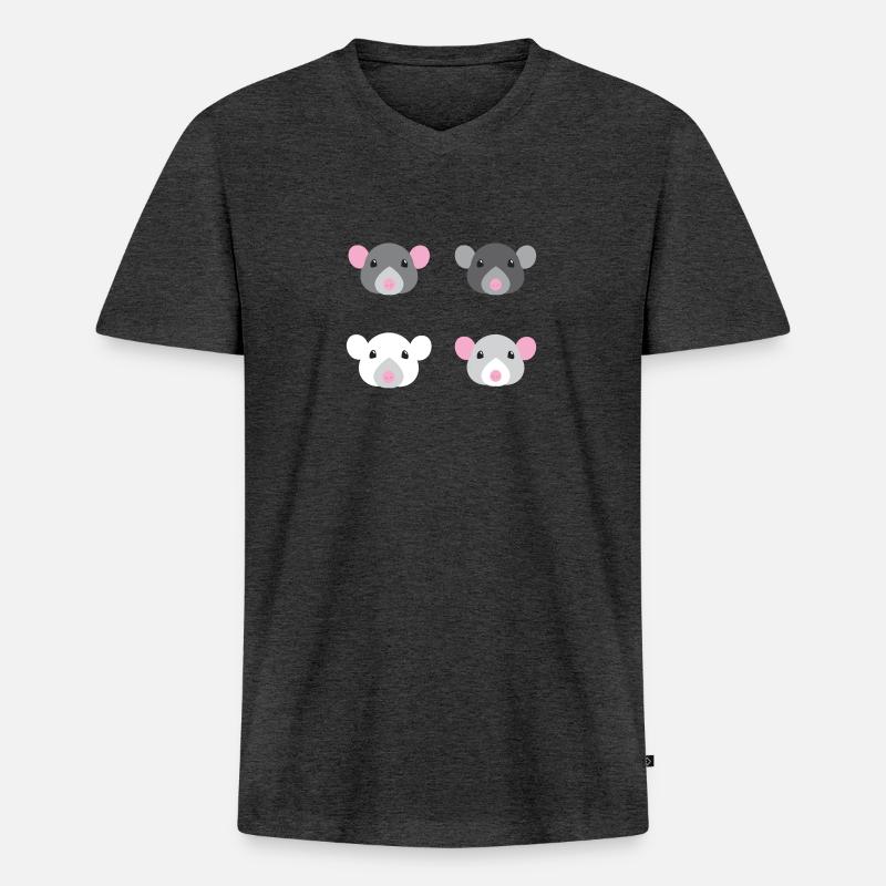 vier Mäuse Rattengesichter - Männer Premium Bio T-Shirt mit V-Ausschnitt - Anthrazit meliert