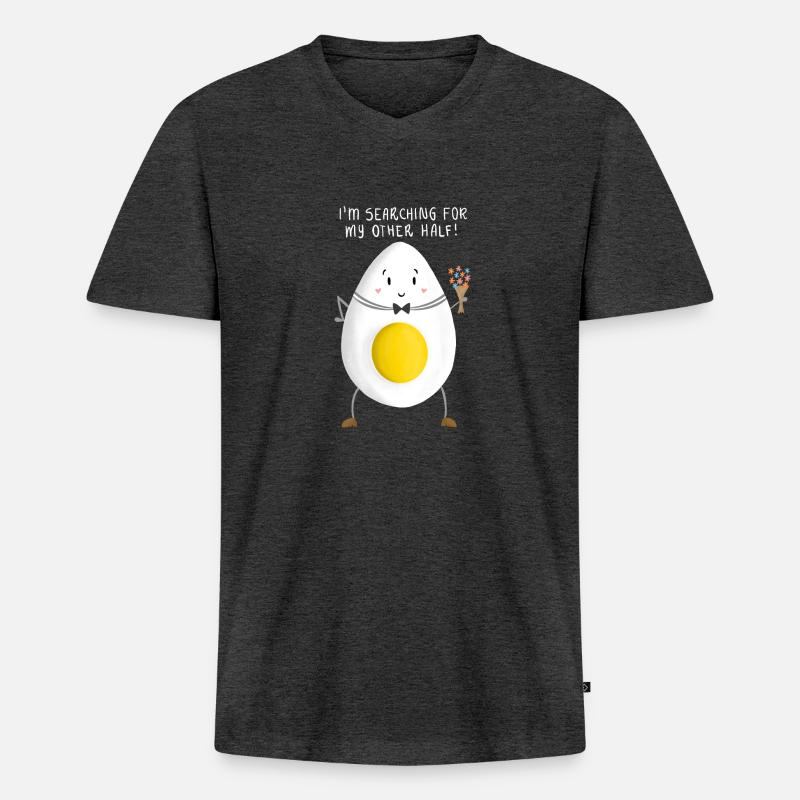 Romantisches gekochtes Ei - Männer Premium Bio T-Shirt mit V-Ausschnitt - Anthrazit meliert