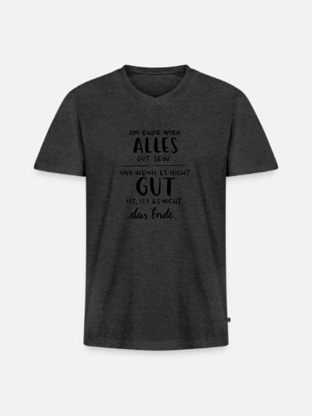 Everything will be fine - Men's Premium Organic T-shirt with V-neck - heather anthracite