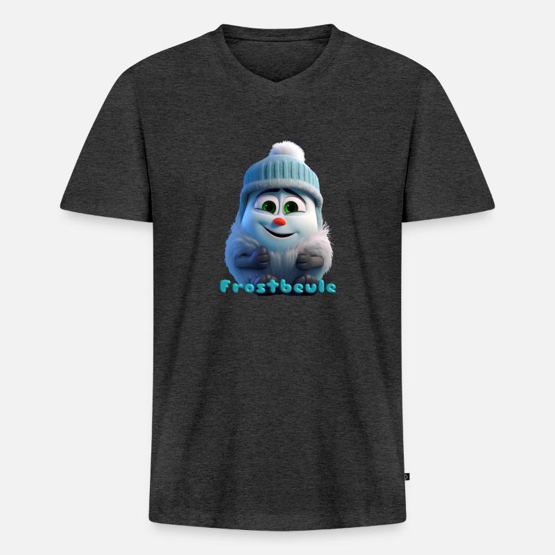 Frostbeule - Männer Premium Bio T-Shirt mit V-Ausschnitt - Anthrazit meliert