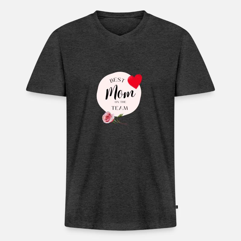 Beste Mutter im Team - Männer Premium Bio T-Shirt mit V-Ausschnitt - Anthrazit meliert
