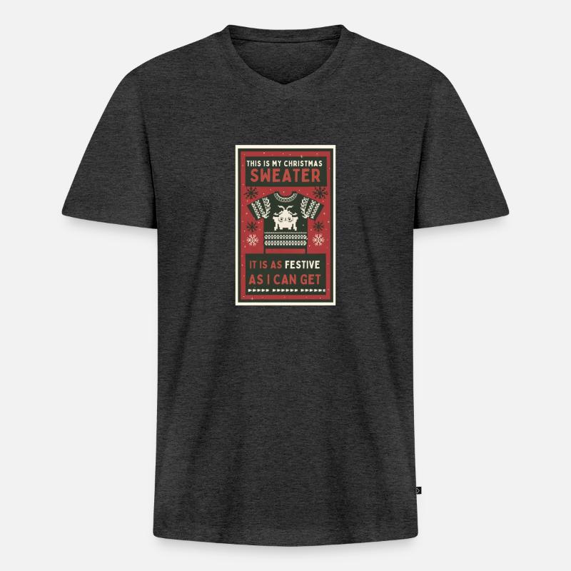 Das ist mein Weihnachtspullover. - Männer Premium Bio T-Shirt mit V-Ausschnitt - Anthrazit meliert