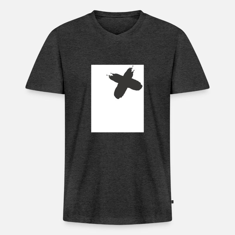 N Fronting - Männer Premium Bio T-Shirt mit V-Ausschnitt - Anthrazit meliert