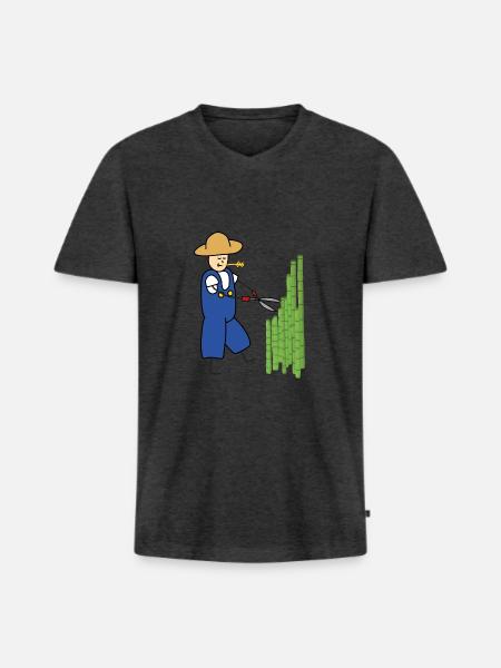 Gärtner - Männer Premium Bio T-Shirt mit V-Ausschnitt - Anthrazit meliert