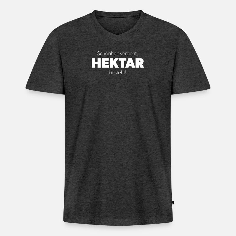 Hektar Eigentum Landwirtschaft - Spruch - Männer Premium Bio T-Shirt mit V-Ausschnitt - Anthrazit meliert