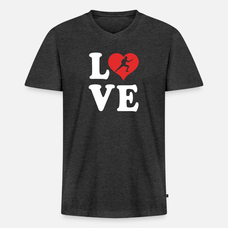 Fechten - Männer Premium Bio T-Shirt mit V-Ausschnitt - Anthrazit meliert