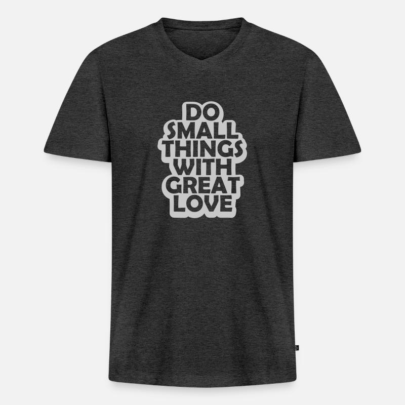 Zitat do small things - Männer Premium Bio T-Shirt mit V-Ausschnitt - Anthrazit meliert