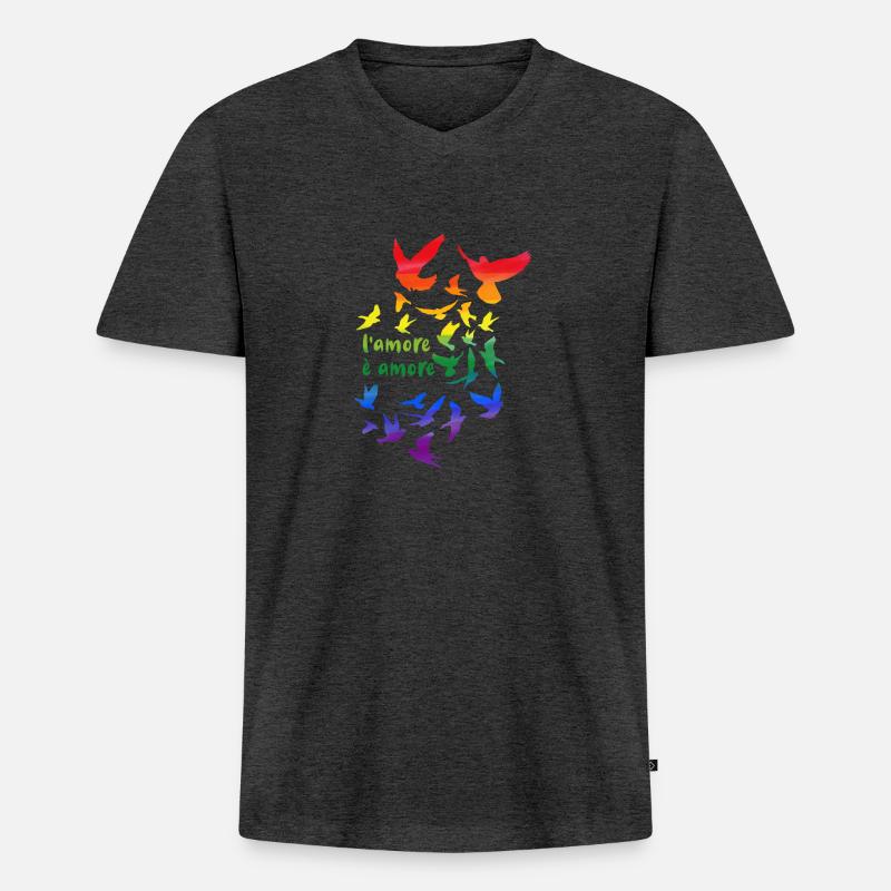 l amore è amore ,tauben, taube,graffiti,regenbogen - Männer Premium Bio T-Shirt mit V-Ausschnitt - Anthrazit meliert