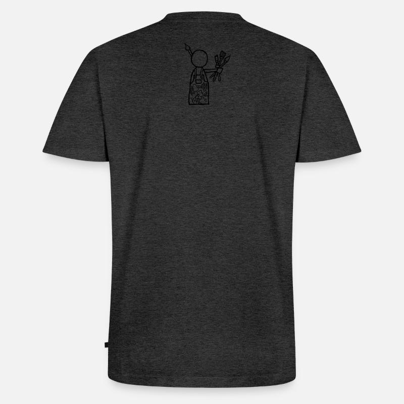 Männchen Kunstmaler - Männer Premium Bio T-Shirt mit V-Ausschnitt - Anthrazit meliert
