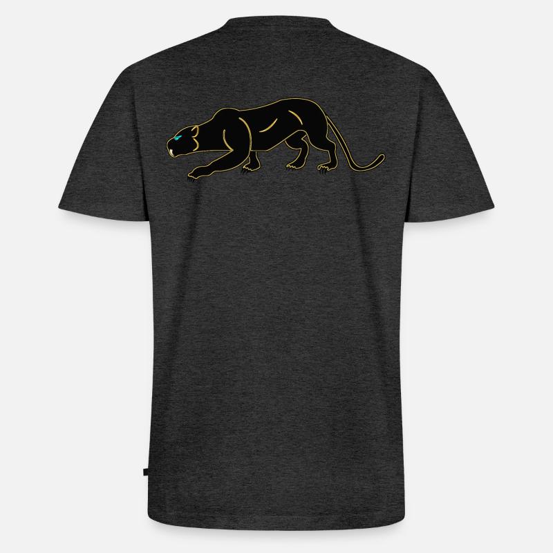 schwarzer Panther - Männer Premium Bio T-Shirt mit V-Ausschnitt - Anthrazit meliert