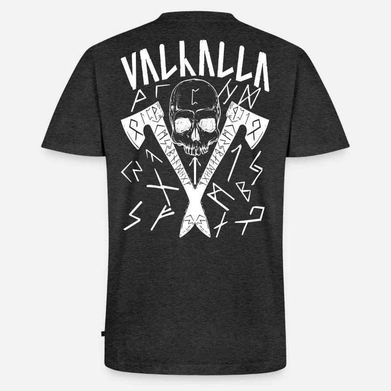 Valhalla Runes - Männer Premium Bio T-Shirt mit V-Ausschnitt - Anthrazit meliert