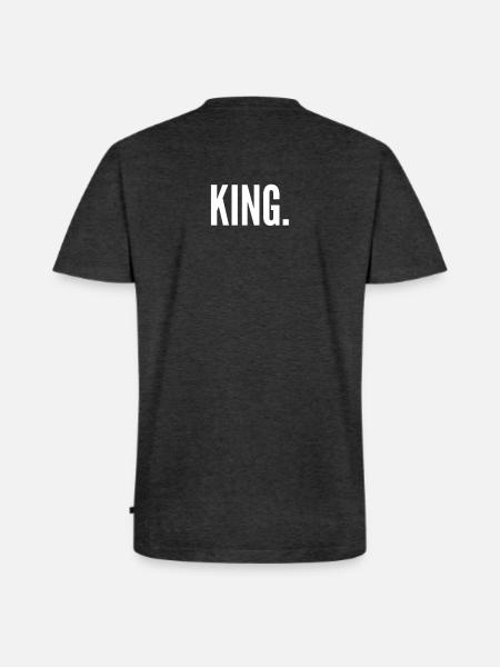 König - Männer Premium Bio T-Shirt mit V-Ausschnitt - Anthrazit meliert
