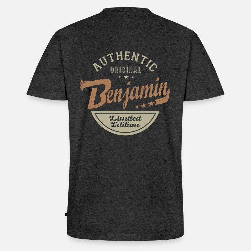 Benjamin personalized gift name benjamin - Men's Premium Organic T-shirt with V-neck - heather anthracite