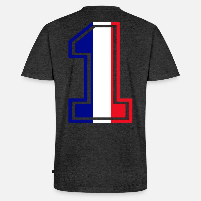 Frankreich Nummer 1 - Männer Premium Bio T-Shirt mit V-Ausschnitt - Anthrazit meliert