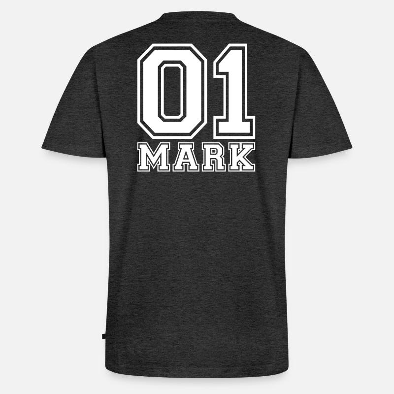 Mark - Name - Männer Premium Bio T-Shirt mit V-Ausschnitt - Anthrazit meliert