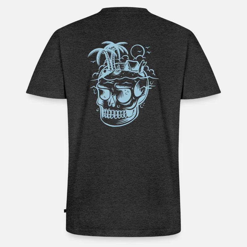 Skull surf - Männer Premium Bio T-Shirt mit V-Ausschnitt - Anthrazit meliert