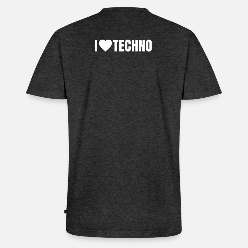 i love Techno - Männer Premium Bio T-Shirt mit V-Ausschnitt - Anthrazit meliert
