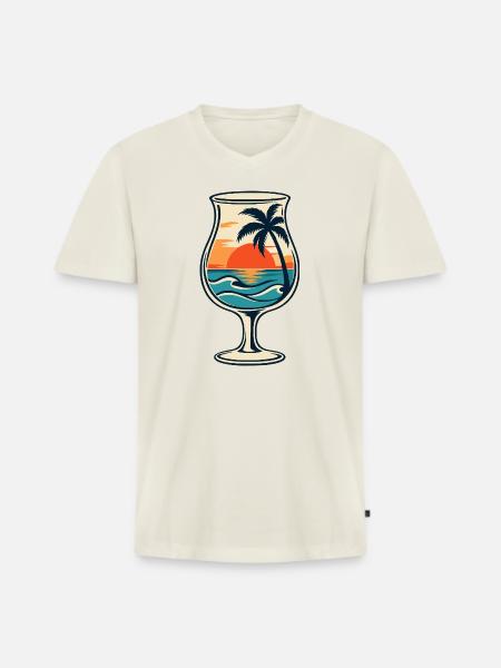 Sunset Cocktail - Männer Premium Bio T-Shirt mit V-Ausschnitt - Naturweiß