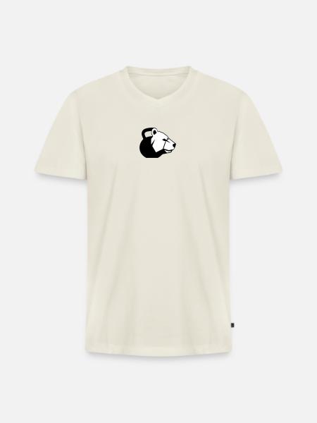 KettleBear schwarz - Männer Premium Bio T-Shirt mit V-Ausschnitt - Naturweiß