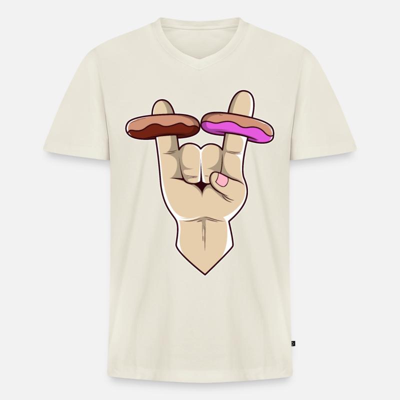 2 Donuts from Hell - Männer Premium Bio T-Shirt mit V-Ausschnitt - Naturweiß