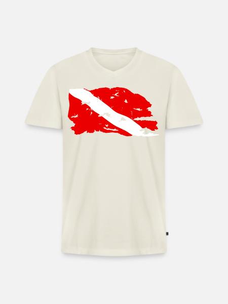 Abgenutzte Tauchflagge - Männer Premium Bio T-Shirt mit V-Ausschnitt - Naturweiß