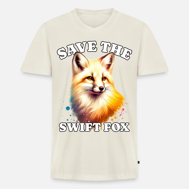 Swiftfuchs Save Swift Fox - Männer Premium Bio T-Shirt mit V-Ausschnitt - Naturweiß