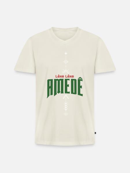 Lêxe Lêxe Amedê - Amed - Männer Premium Bio T-Shirt mit V-Ausschnitt - Naturweiß