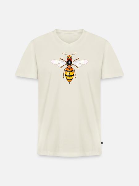 Dessin d’un frelon fascinant - T-shirt encolure en V Premium bio Homme - blanc cassé