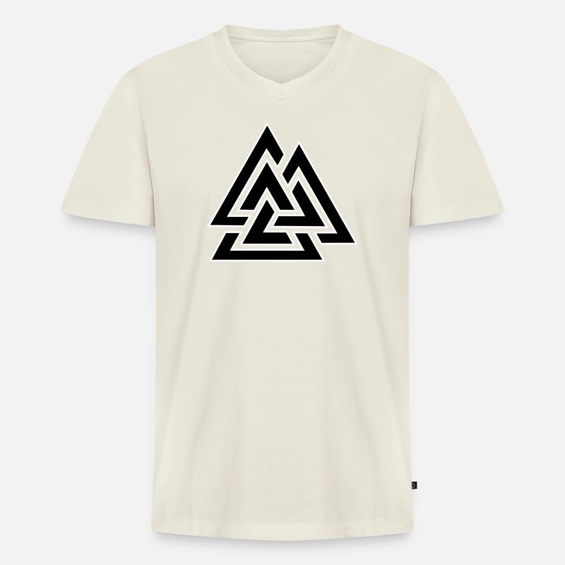 Dreiecksverschlungenes Muster - Männer Premium Bio T-Shirt mit V-Ausschnitt - Naturweiß