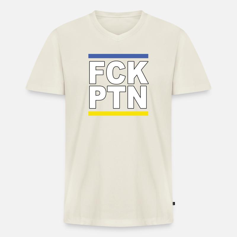 FCK PTN - Männer Premium Bio T-Shirt mit V-Ausschnitt - Naturweiß