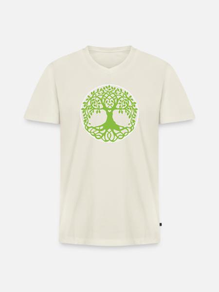 Mandala Baum des Lebens - Männer Premium Bio T-Shirt mit V-Ausschnitt - Naturweiß