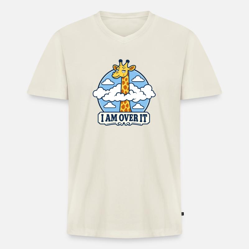 Giraffe Leave-it-behind - Männer Premium Bio T-Shirt mit V-Ausschnitt - Naturweiß