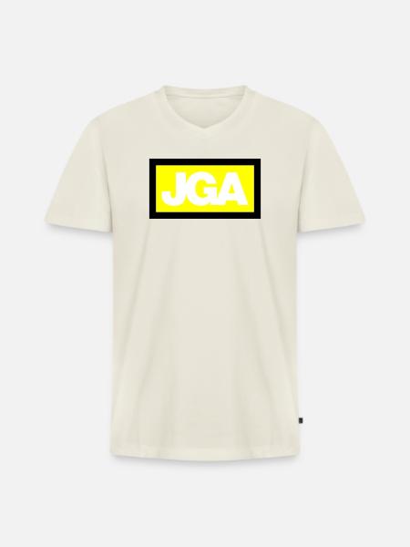JGA SIMPLE - Emblem 3C - Men's Premium Organic T-shirt with V-neck - off white