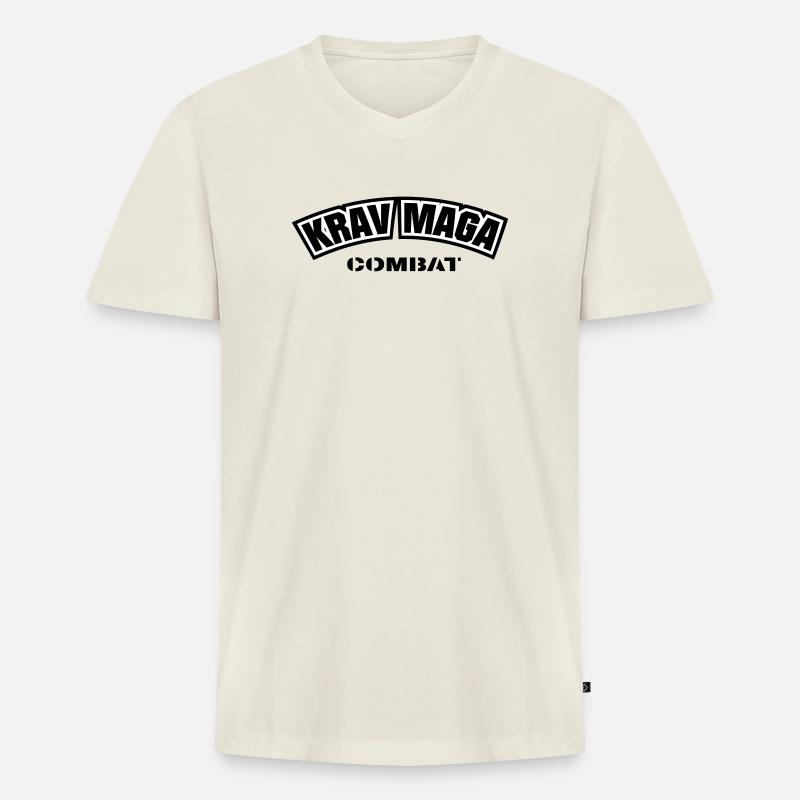 KravMaga Combat - Männer Premium Bio T-Shirt mit V-Ausschnitt - Naturweiß