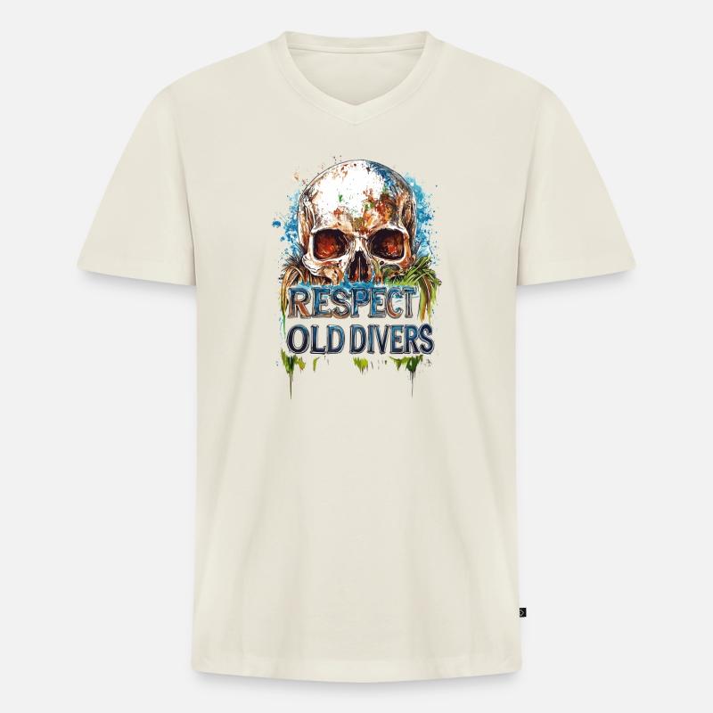 Diver Birthday Gift Giftidea Old - Männer Premium Bio T-Shirt mit V-Ausschnitt - Naturweiß