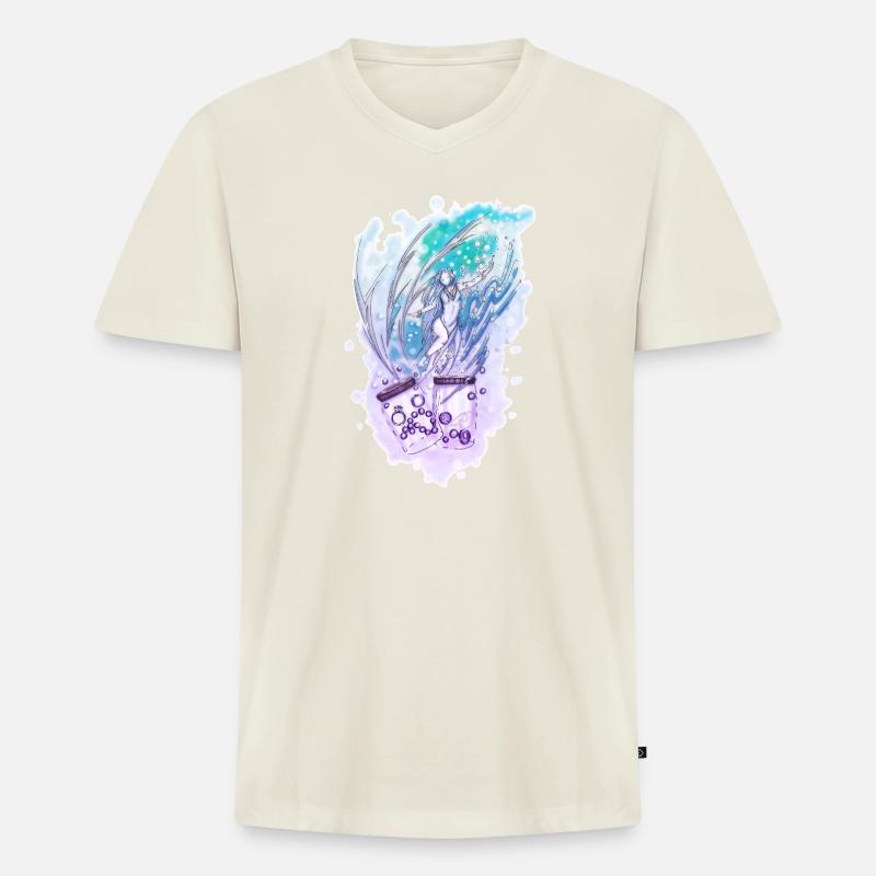 Wicca Wassermann Nixe Sternzeichen - Männer Premium Bio T-Shirt mit V-Ausschnitt - Naturweiß